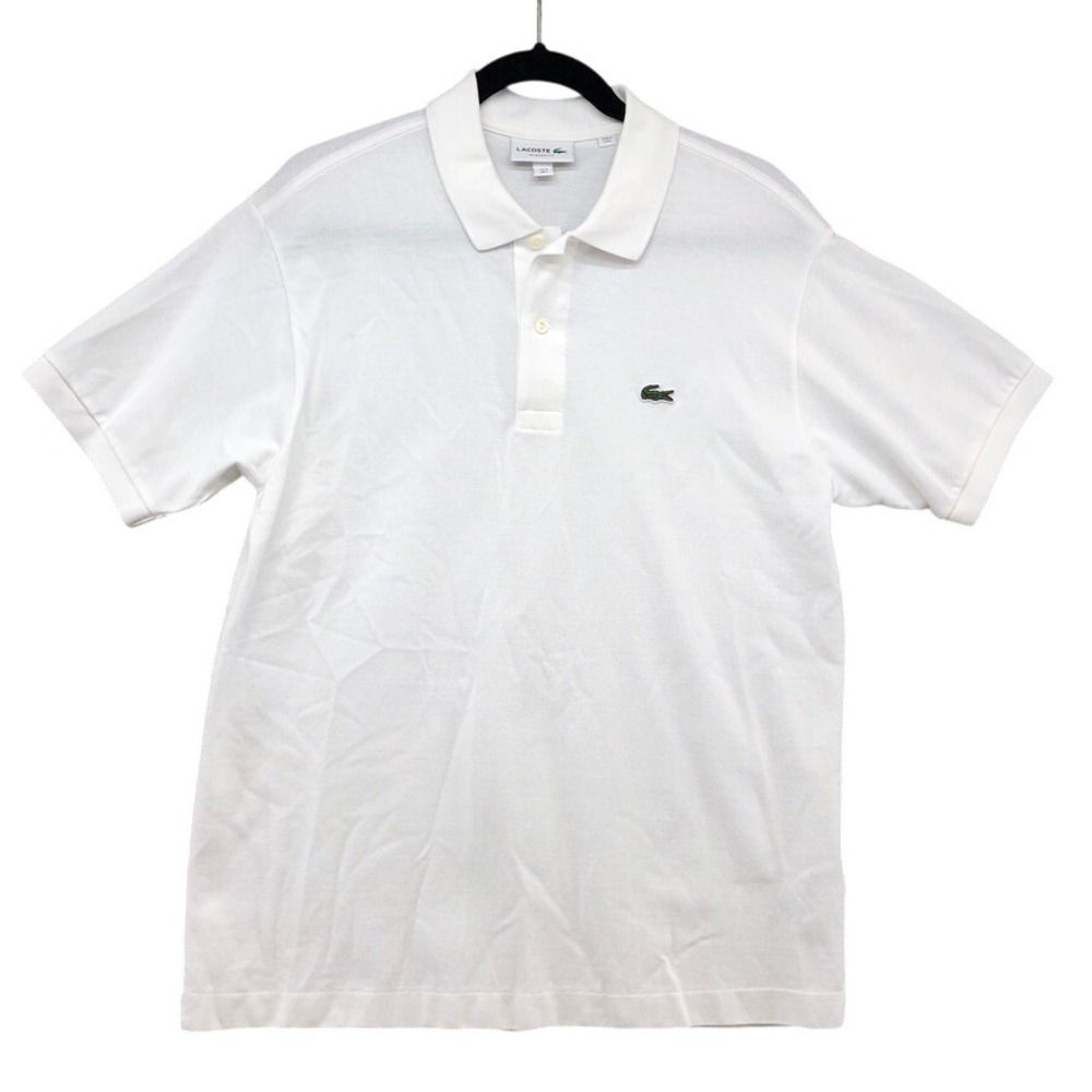 Lacoste Polo Shirt Mens Large White Classic Fit Short Sleeve Cotton Preppy